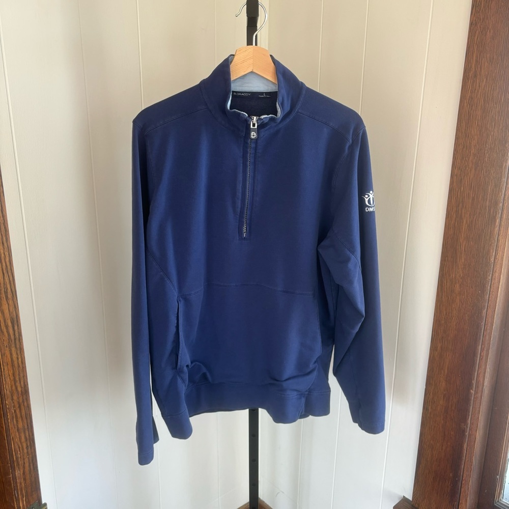B. Draddy 1/4 Zip Golf Performance Pima Cotton Blend Blue Pullover Mens Large - Picture 2 of 9